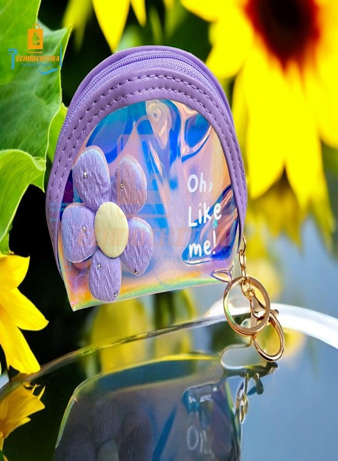 Technochitra Flower Dreams Holographic Mini Coin Pouch Keychain for Fashion-Forward Girls & Women - Image 2